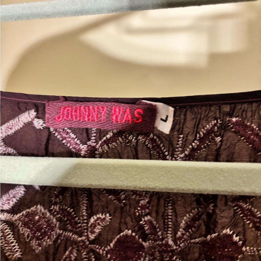 Johnny Was Embroidered Blouse - Black with Pink and Blue - Picture 3 of 5
